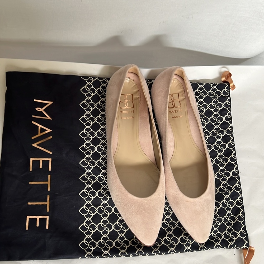 Mavette Light Pink Suede Women's Pointed Toe Flats Made in Italy